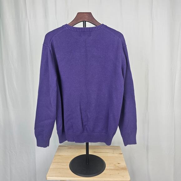 Vineyard Vines Whale Logo Sweater Cotton Cashmere XL Purple V-Neck - Picture 4 of 4